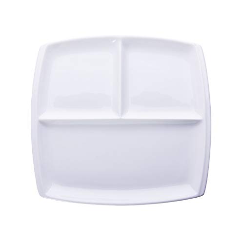 Onepine Plato De Porcelana, Platos rectangulares de Porcelana con 3 Compartimentos, Delicado y Elegante