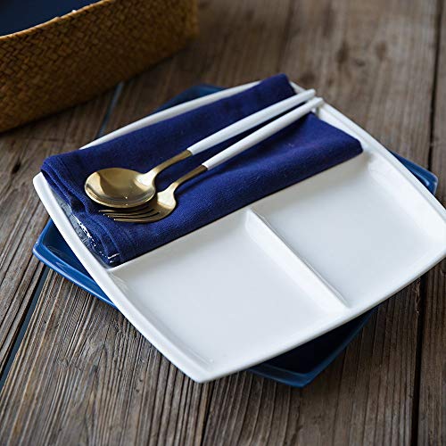 Onepine Plato De Porcelana, Platos rectangulares de Porcelana con 3 Compartimentos, Delicado y Elegante