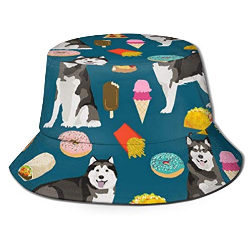 ONLED - Sombrero de cubo plegable reversible de Alaskan Malamute con impresión de gastronomía, sombrero de pescador, gorra de pescador, para camping, pesca, safari para hombres y mujeres, color negro