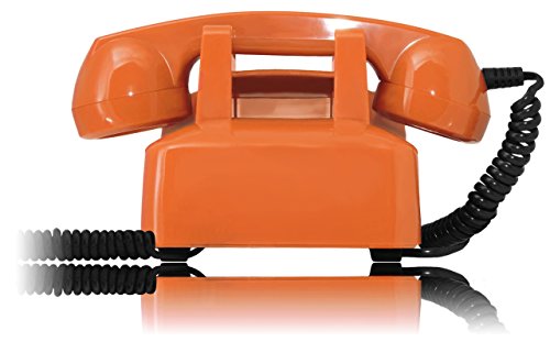 OPIS 60s Cable con Logo de Correos de España: Teléfono Estilo Retro/teléfono Vintage de los años Sesenta con Disco de marcar (Naranja)
