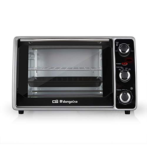 Orbegozo HOT 235 - Horno eléctrico de sobremesa con convección, 23 litros de capacidad, temperatura regulable hasta 230°C, luz interior, temporizador 60 min, 1500 W de potencia
