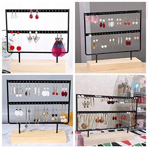 Organizador de Pendientes Giratorio Soporte Joyas Organizador con Fondo de Bandeja para Joyería, Collares, Pendientes, Estilo Retro, Pulseras (Negro)