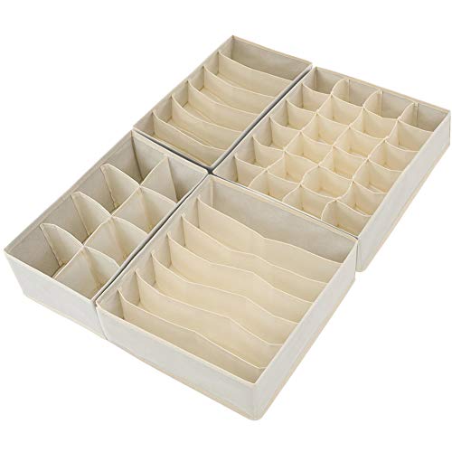 Organizador de Ropa Interior Plegable Organizador de Armario Plegable cajón Divisor 4 Juegos, Plegable Ropa Interior Organizador de Armario para almacenar Calcetines, Bufandas, Sujetador, Corbata,