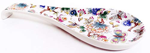 Oriental Garden - Soporte para cucharas (27 cm, porcelana), diseño de mariposas y flores