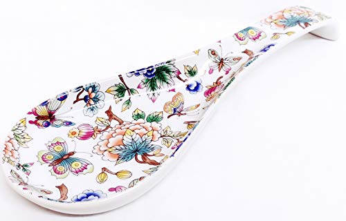 Oriental Garden - Soporte para cucharas (27 cm, porcelana), diseño de mariposas y flores