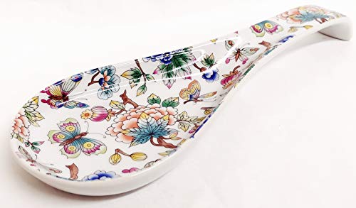 Oriental Garden - Soporte para cucharas (27 cm, porcelana), diseño de mariposas y flores