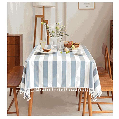 Oukeep Mantel Impermeable Y A Prueba De Aceite, Mantel Artístico A Rayas De Algodón Y Lino con Borlas, Adecuado para Cocina, Mesa De Centro, Comedor