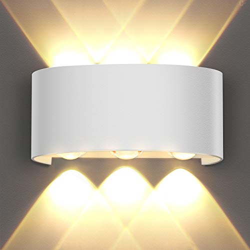 OUSFOT Aplique Pared Interior Lámpara de Pared IP54 Impermeable, Blanco Cálido 6000K Ideal para Salón Pasillo Escalera Dormitorio Baño (Blanco)