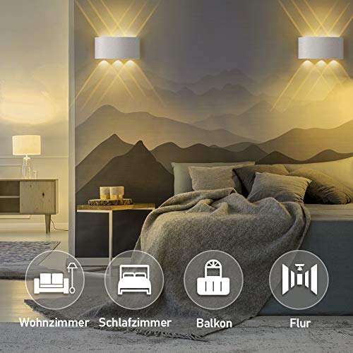 OUSFOT Aplique Pared Interior Lámpara de Pared IP54 Impermeable, Blanco Cálido 6000K Ideal para Salón Pasillo Escalera Dormitorio Baño (Blanco)
