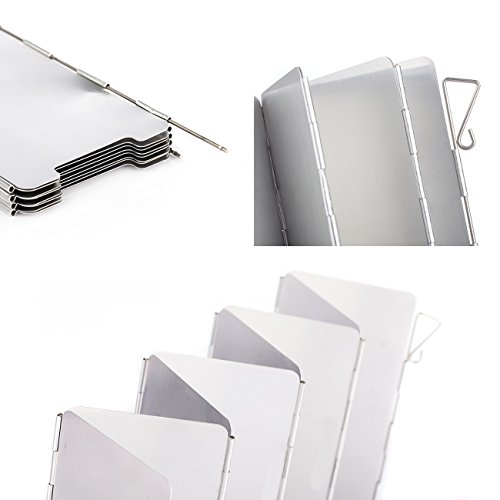 Overmont 8 Placas Parabrisas Plegable para Camping Cocina Estufa de Gas Escudo Pantalla de Viento Cortavientos al Aire Libre