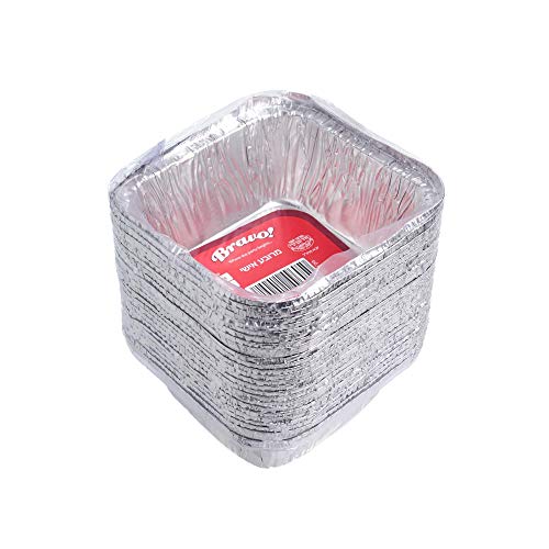 Pack de 25 moldes desechables de aluminio cuadrados de tamaño pequeño, 11 x 11 cm