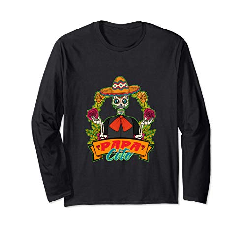 Papacito cráneo del azúcar Papacito Sugar Skull Manga Larga