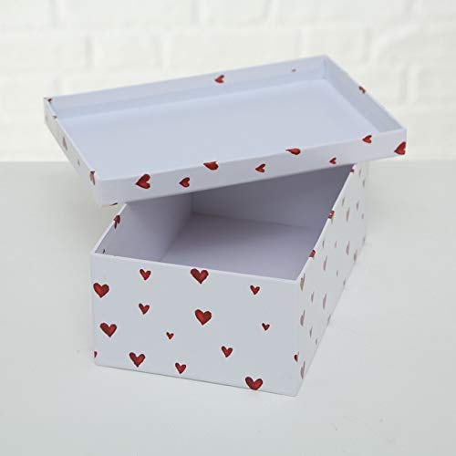 Paper Collection Juego x 6 Cubos de Almacenaje de Cartón con Tapa Contenedores Rectangulares Decorativos Corazones Rojos Latiendo Varios Tamaños