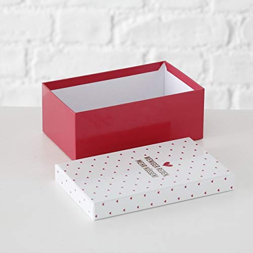Paper Collection Muebles Hogar Accesorios DDecorativos Organización Contenedores Juego de 4 Cubos en Cartón de Almacenaje con Tapa Blanco y Rojo Varios Tamaños