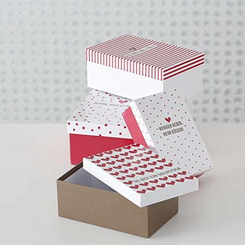 Paper Collection Muebles Hogar Accesorios DDecorativos Organización Contenedores Juego de 4 Cubos en Cartón de Almacenaje con Tapa Blanco y Rojo Varios Tamaños