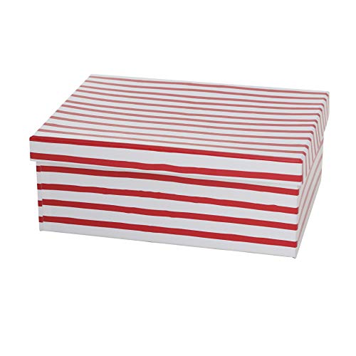 Paper Collection Muebles Hogar Accesorios DDecorativos Organización Contenedores Juego de 6 Cubos en Cartón de Almacenaje con Tapa Blanco y Rojo Puntos Líneas Corazones Varios Tamaños
