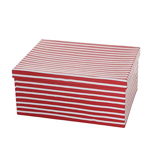 Paper Collection Muebles Hogar Accesorios DDecorativos Organización Contenedores Juego de 6 Cubos en Cartón de Almacenaje con Tapa Blanco y Rojo Puntos Líneas Corazones Varios Tamaños