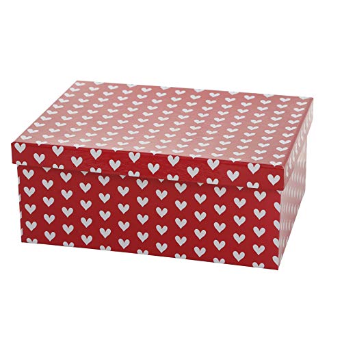 Paper Collection Muebles Hogar Accesorios DDecorativos Organización Contenedores Juego de 6 Cubos en Cartón de Almacenaje con Tapa Blanco y Rojo Puntos Líneas Corazones Varios Tamaños