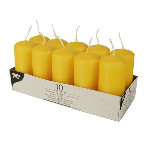 Papstar 17917, 10 velas taco, diámetro 40 mm, altura 90 mm, amarillo dorado