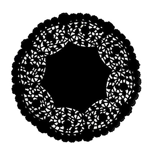 Paquete de 50 Encaje de Papel negro Tapetes Desechable - Hecho en Canadá (25,4cm)