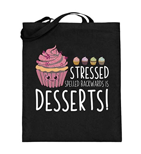 Para dulces y postres – Bolsa de yute (con asas largas), color Negro, talla 38cm-42cm