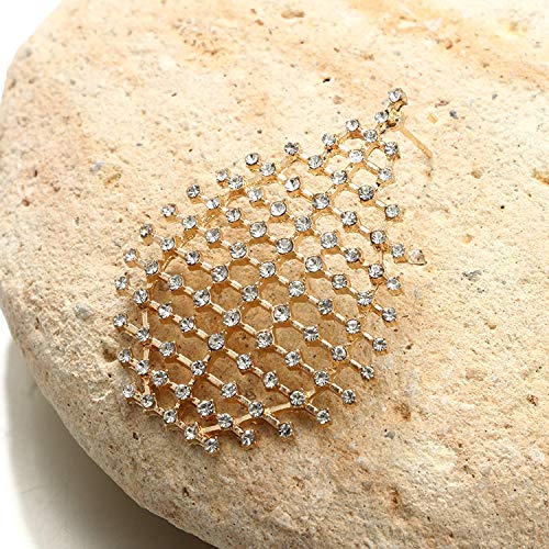 Pendientes grandes geométricos colgantes de cristal hueco para niña Dorado