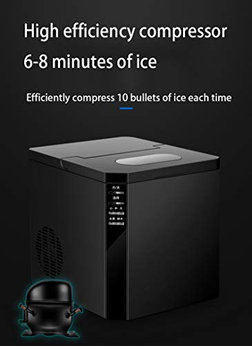 Pequeña máquina de hielo, máquina de hielo de 25 kg totalmente automática/manual de escritorio 24 h, bar cafetería granulador de refrigerador pequeño, negro