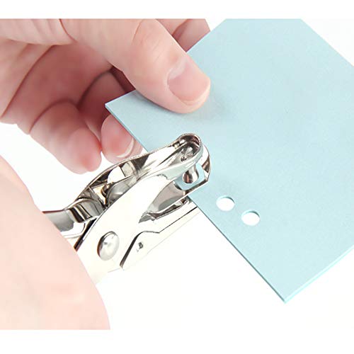 Perforadora de un Solo Orificio Redonda,6 mm Perforadora de Papel perforadora 1 agujero（Incluye 20 anillos de acero inoxidable）