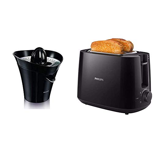Philips Avance HR2752/90 - Exprimidor, 85 W, Ultrasilencioso, Sistema Antigoteo + HD2581/90 Daily Collection HD2581/90-Tostador (2 Rebanada(s), Negro, Giratorio, China, 2 año(s), 830 W