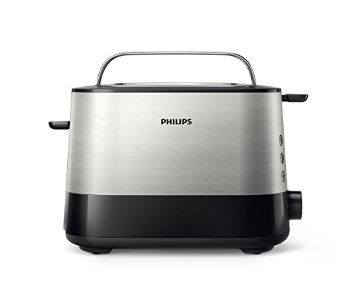 Philips Daily HD2637/90 - Tostador 950 W, Doble Ranura, Color Negro, Inox