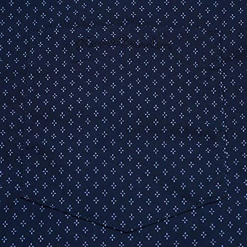 Pierre Cardin Hombre Camisa Estampada de Manga Corta con Bordado de Firma (XL, Navy)