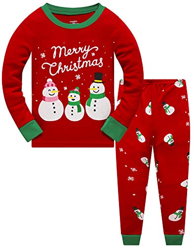Pijama de dos piezas para niños y niñas, diseño de dinosaurios, cohete de manga larga de invierno para Navidad, pijama de bebé niña 98 104 110 116 122 128 134 7 muñeco de nieve 116 cm/5 Años