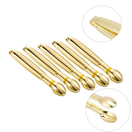 Pinzas de azúcar doradas de acero inoxidable mini pinzas de hielo para té, fiestas, cafeterías y cocinas, 5 unidades
