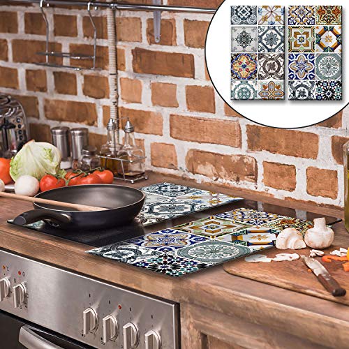 Placa protectora de vitrocerámica 2 x 30 x 52 cm 2 piezas cocina eléctrica universal para inducción protección contra salpicaduras tabla de cortar de vidrio templado como decoración