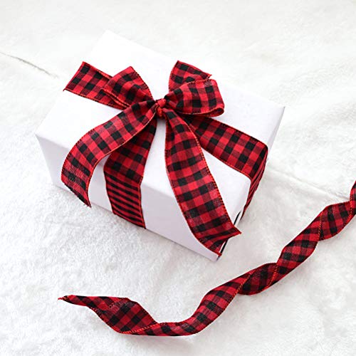 Plaid Linen Cintas de Navidad y adornos Árbol de Navidad Cintas de regalo Decoraciones Personalizadas Doble Cara Satén Cinta de Alta Calidad