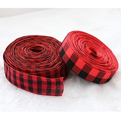 Plaid Linen Cintas de Navidad y adornos Árbol de Navidad Cintas de regalo Decoraciones Personalizadas Doble Cara Satén Cinta de Alta Calidad