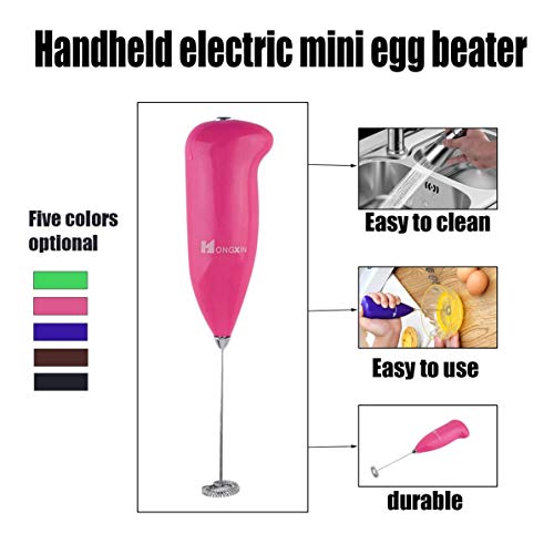 Plástico + Acero inoxidable Café Leche Bebida Batidora eléctrica Batidora Espumador Batidor de huevos Cocina Batidora de mano Herramientas de cocina rosado rojo WEIWEITOE