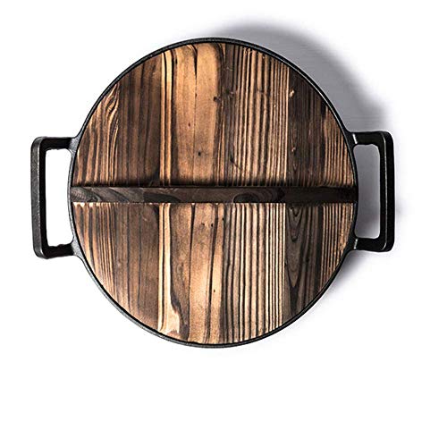 POETRY Sartén de Hierro Fundido Wok Sartén Gruesa de Doble Oreja Wok Sartén de Hierro Fundido Antiguo Cocina de inducción sin Aceite Gas Infinite Wok Flat 36cm