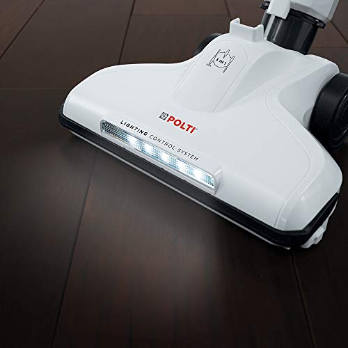 Polti Forzaspira Light & Clean Escoba eléctrica con Cable sin Bolsa, tecnología ciclónica, Filtro HEPA, Cepillo con Luces, estacionamiento Vertical, Blanco/Gris
