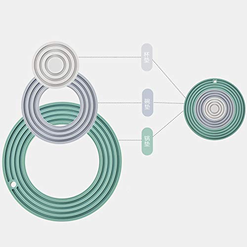 Posavasos De Silicona 1Pcs Almohadilla De Aislamiento De Silicona Alfombrilla Mantel Individual Modelo De Combinación De Posavasos Alfombra De Mesa De Comedor Resistente A Altas Temperaturas Verde Gr