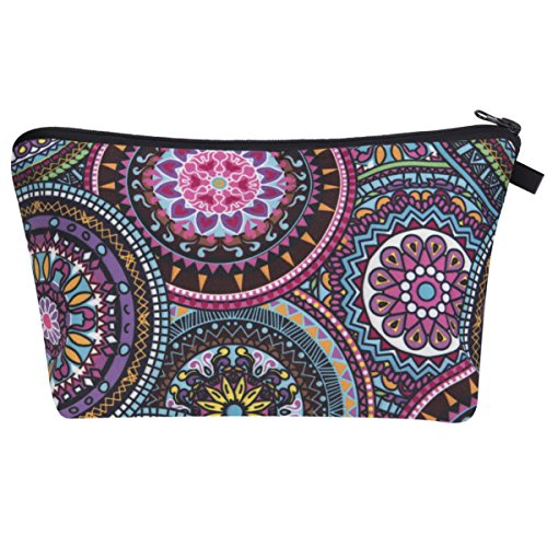 PREMYO Neceser de Maquillaje Estuche Escolar Pochette para Cosméticos Bolsa de Aseo Pequeña Práctico Estampado Impresión Diseño Mandala