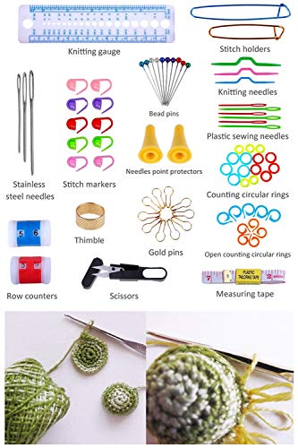 Qemsele Kit de Ganchillos 100 pcs Ganchillos Crochet Agujas de Punto Coloridas Set de Ganchos de Tejer Ganchillo Kit Conjunto de Ganchillo Regalo Ganchillo Crochet para Novatos, Principiantes
