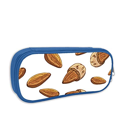 QiangQ Comida de almendras y nueces aislada sobre fondo blanco Bolsa de lápices de impresión escolar con cremallera