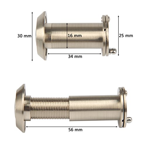 QLOUNI Mirilla para Puertas Acero Inoxidable de Espesor 35-55mm Ajustable (∅16mm) con HD vision de 200 Grados Seguridad para Hogar