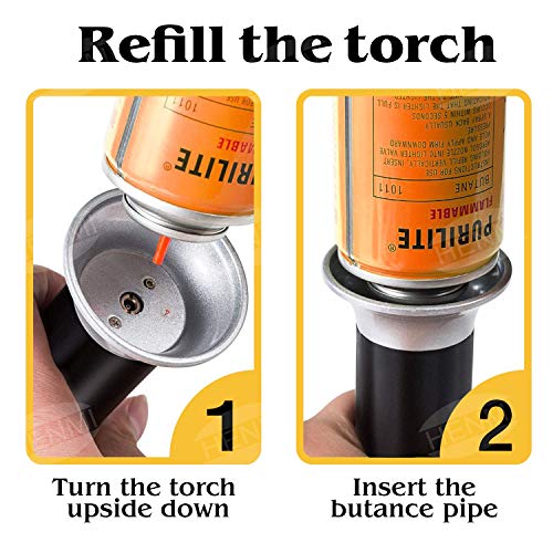Quemador HENMI Flambé quemador de gas butano para la estufa de la cocina Hogar Antorcha de cocina con pelador de cerámica para bricolaje, postres, soldadura, camping (el butano no está incluido)
