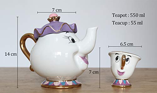 QVBokay - Taza de té con diseño de dibujos animados de belleza y bestia