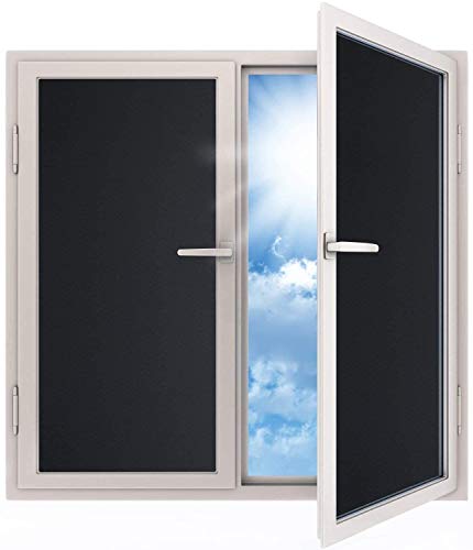rabbitgoo Vinilo Negro para Ventana Vinilo para Cristal Vinilo Esmerilado Libre de Adhesivo Bloquear 100% del Luz Película para Ventana Láminas Electrostaticas 60x200CM