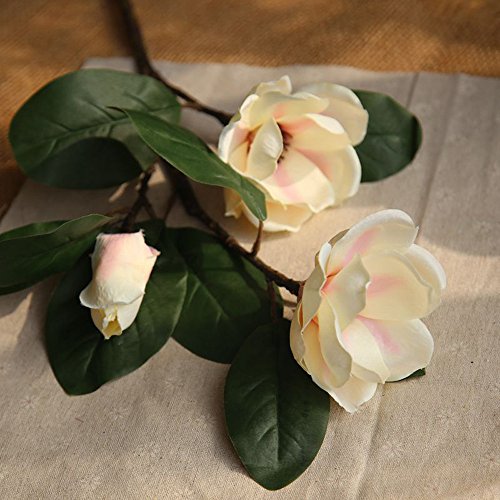 Ramo de Flores Artificiales de Magnolia de Tacto Real para Bodas, Fiestas, Ramo de Novias, hoteles, oficinas, Jardines, decoración del hogar