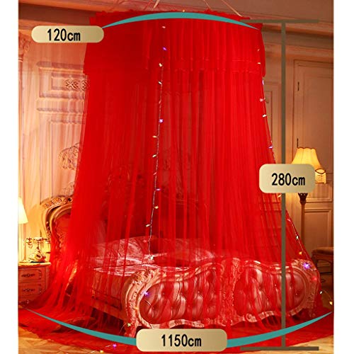 Red de cúpula de Techo para Bodas Red Dome, Cama de Bodas roja Decoración para Love Hotel Dome Camas con Dosel Bloqueo de Mosquitos Cúpula Decorativa Mosquitera Ropa de Cama Malla encriptada Fácil