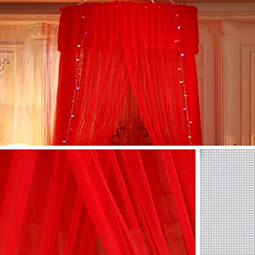Red de cúpula de Techo para Bodas Red Dome, Cama de Bodas roja Decoración para Love Hotel Dome Camas con Dosel Bloqueo de Mosquitos Cúpula Decorativa Mosquitera Ropa de Cama Malla encriptada Fácil